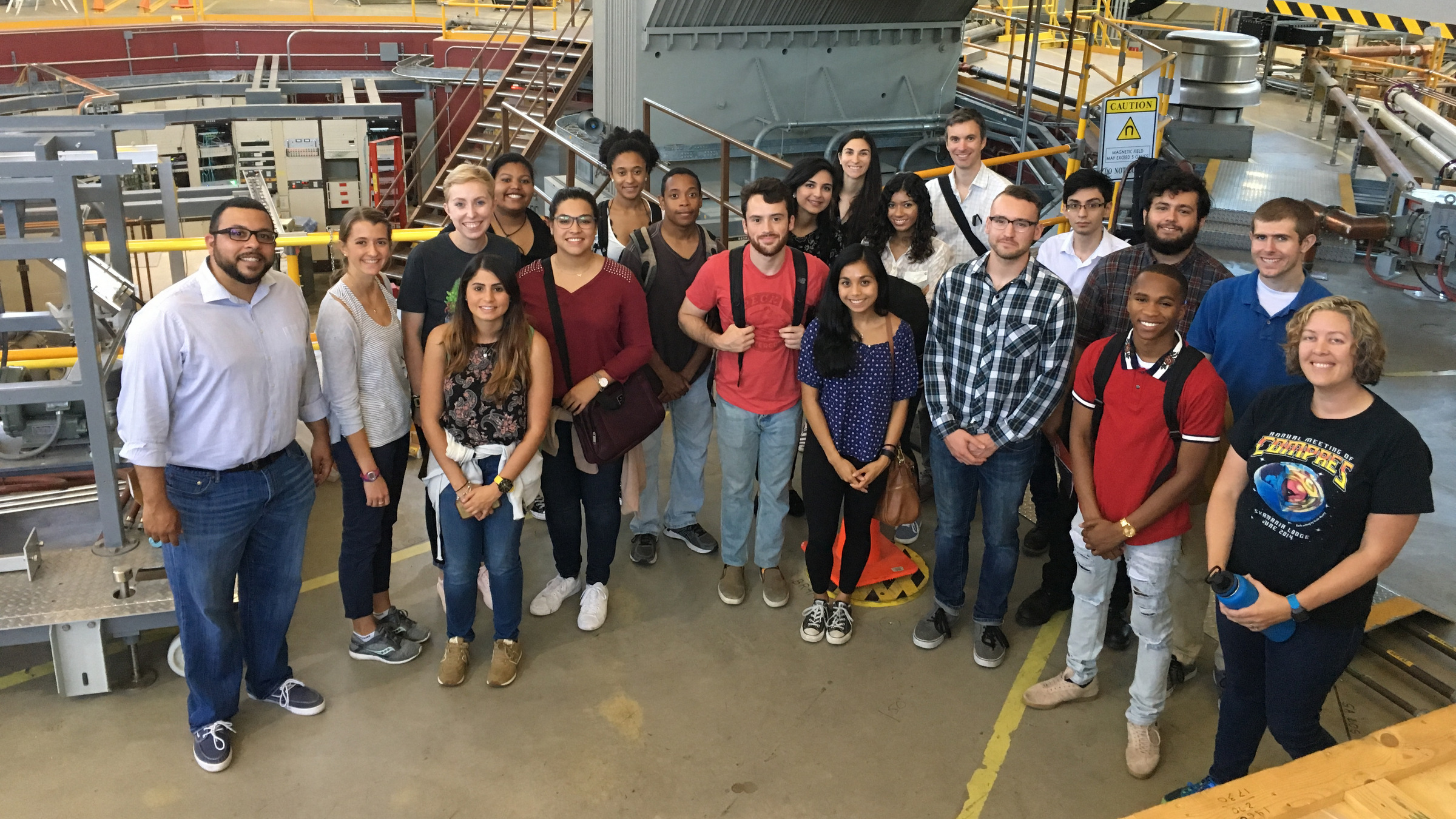 Students and faculty in the ChemEnergy REU and CCB-GAP programs visiting the Advanced Light Source at Lawrence Berkeley Lab for a group tour with UC Davis alumna Christina Beavers, a Beamline Scientist at the ALS.